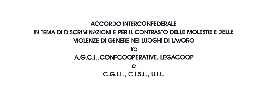sull’Accordo nazionale interconfederale del 30 gennaio 2020 Contrasto alle discriminazioni, molestie e violenze di genere nei luoghi di lavoro.